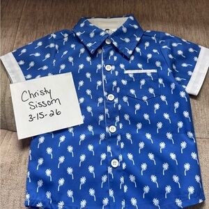 George Hats Blue Palm Collared Shirt